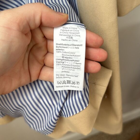 J. Crew Cotton Women's Classic Belted Twill Light Khaki Trench Coat - Picture 11 of 13